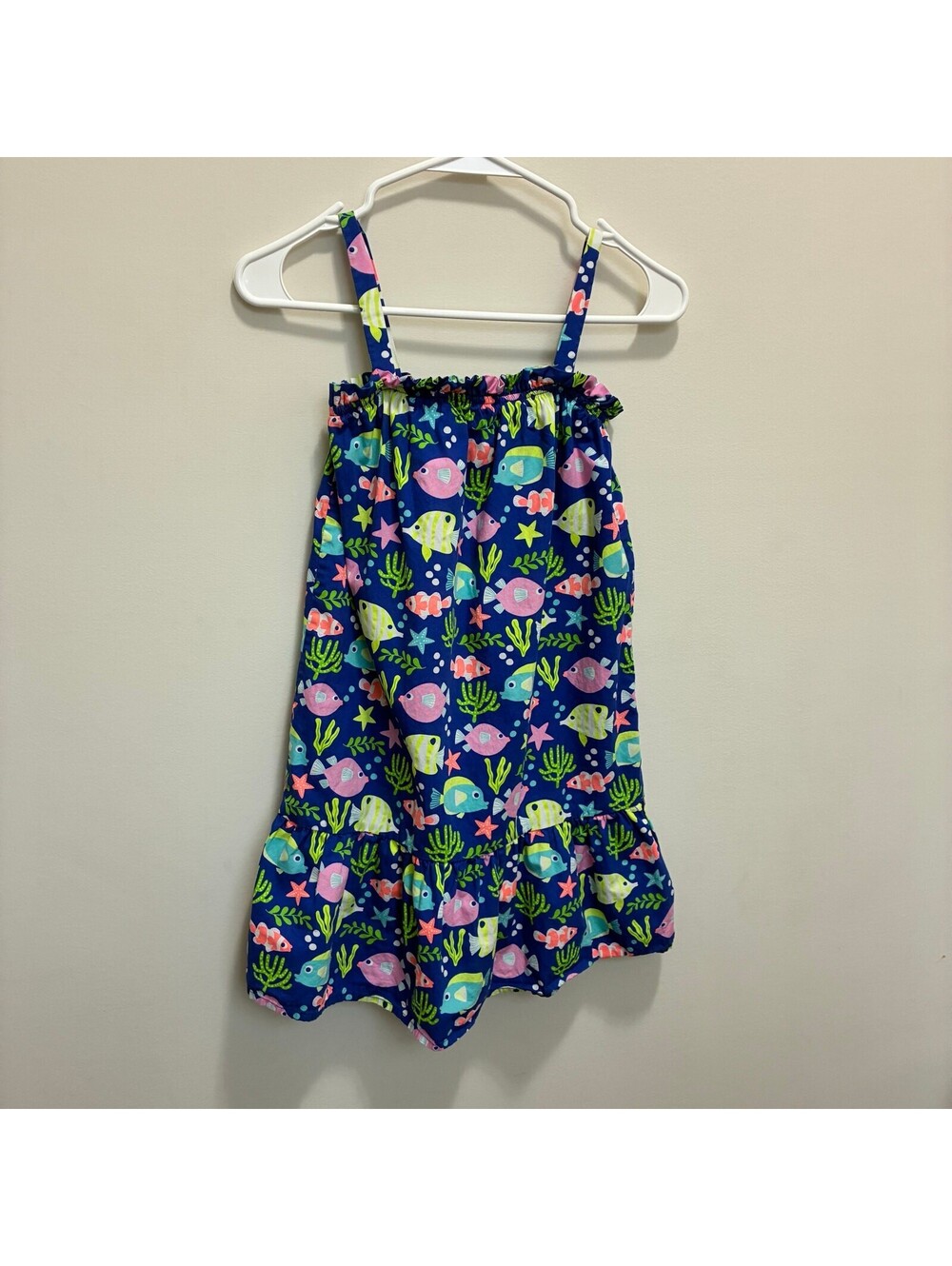 Gymboree Fish Cover Up Dress Blue Ocean Print Swim Girls Size 12